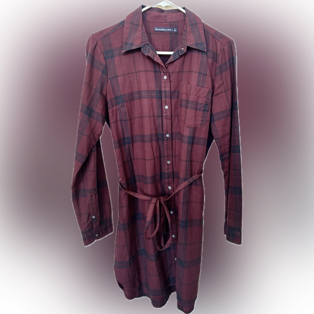 Abercrombie & Fitch Long Sleeve Plaid Dress - Burgundy and Black
